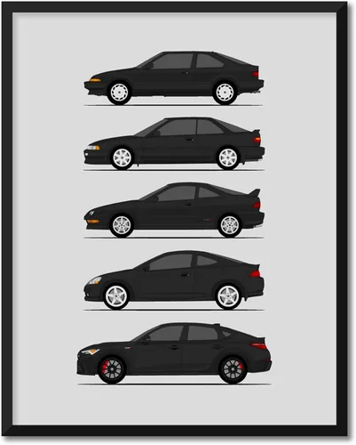 Vista 12 de Custom Car Posters Handmade Poster compatible with Acura Integra Evolution Generations and Print of Acura Integra - Multi, 8x10 Metallic Print