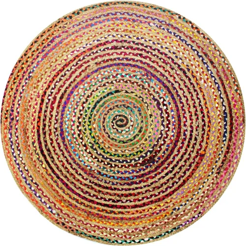 Vista 14 de COTTON CRAFT Alfombra de Trapo Chindi Trenzada de Yute y Algodón - Boho Granja Rústica - Tejida a Mano Reversible de Yute Natural y Algodón