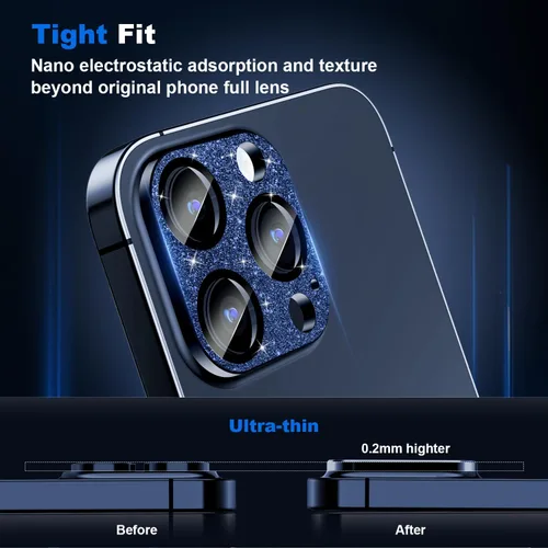 Vista 7 de Protector de lente de cámara para iPhone 15 Pro/iPhone 15 Pro Max, [protección contra caídas y cobertura completa] Protector de pantalla de vidrio