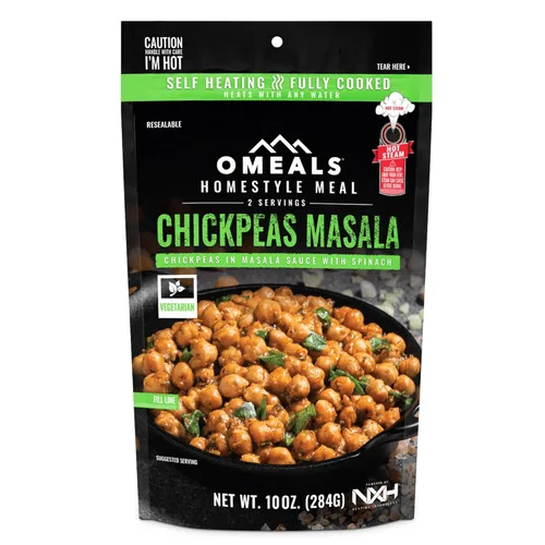 OMEALS Chickpea Masala MRE - Alimento sostenible para exteriores, de alta calidad, larga vida útil, sin gluten, vegano, totalmente cocido con
