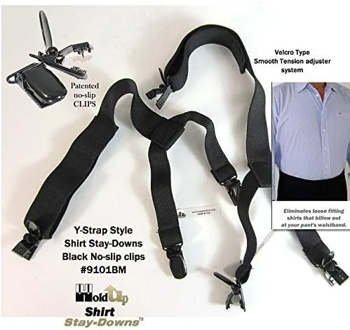 Vista 4 de Tirantes Hold-Ups Stay-downs para camisa de vestir con clips antideslizantes No-slip patentados en EE.UU