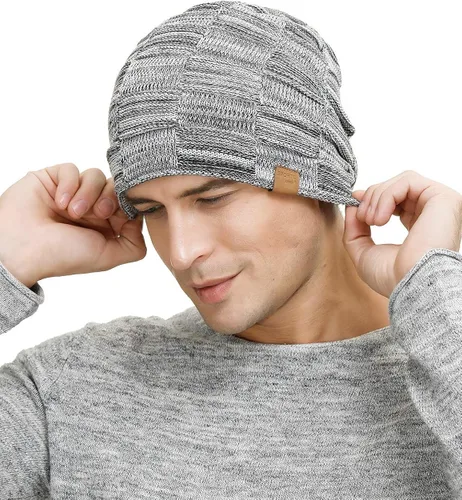 Vista 4 de Vgogfly Slouchy Beanie for Men Winter Hats for Guys Cool Beanies Mens Lined Knit Warm Thick Skully Stocking Binie Hat