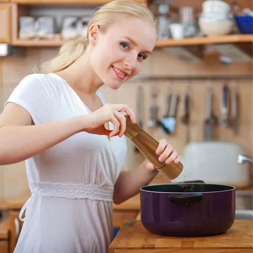 Vista 6 de Molinillo de pimienta, molinillo de pimienta de madera VanlonPro molinillo de sal, molinillo de pimienta de grosor ajustable y fácilmente