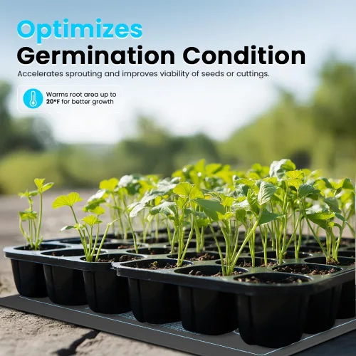 Vista 6 de Alfombrilla térmica de semillas de 20 x 20 pulgadas, se adapta a (2) bandejas estándar 1020, almohadilla de calor de germinación para semillas