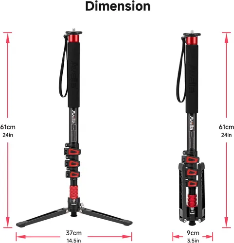 Vista 9 de Avella A324D aluminio 67 pulgadas cámara monopod profesional telescópica video monopies base trípode para Canon Nikon Sony Olympus Panasonic DSLR