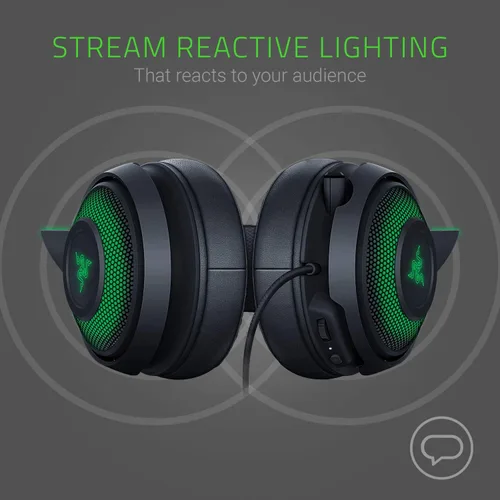 Vista 3 de Razer Kraken Kitty - Auriculares USB RGB para juegos sonido envolvente espacial THX 71 iluminación Chroma RGB micrófono retráctil de cancelación