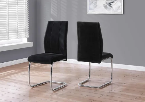 Vista 2 de Monarch Specialties SILLA - 2 unidades/39 pulgadas de alto/terciopelo negro/silla de comedor cromada