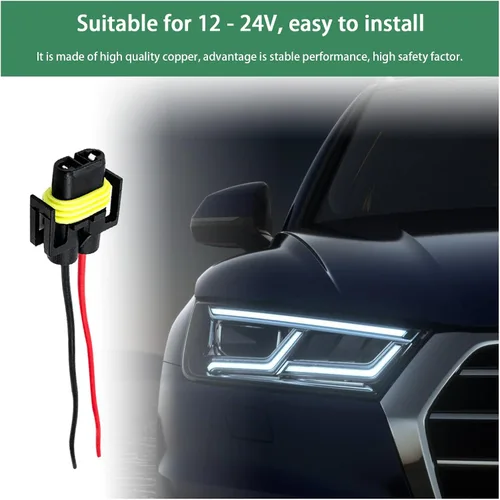 Vista 4 de 2 unidades H8 H9 H11 hembra adaptador de cableado arnés de cables de cable, cable universal para faros delanteros y luces antiniebla, conector