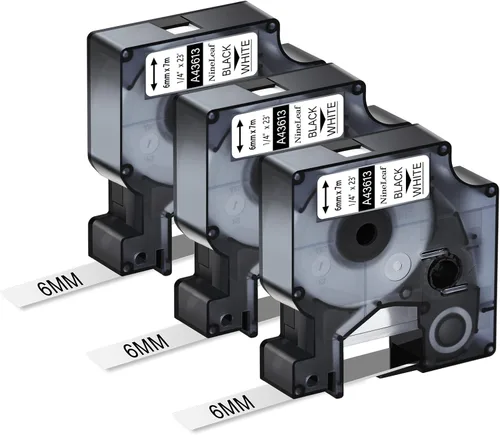 Vista 14 de NineLeaf 3 Pack Compatible for DYMO D1 45010 S0720500 Black on Clear 12mm 1/2'' x 23ft Label Tape Refill Work in DYMO LabelManager 160 210D 260P 280