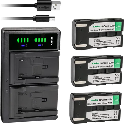 Vista 7 de Kastar Paquete de 2 baterías SB-LSM80 y cargador USB LTD2 de repuesto para Samsung SC-D263 SC-D351 SC-D352 SC-D353 SC-D354 SC-D355 SC-D357 SC-D362