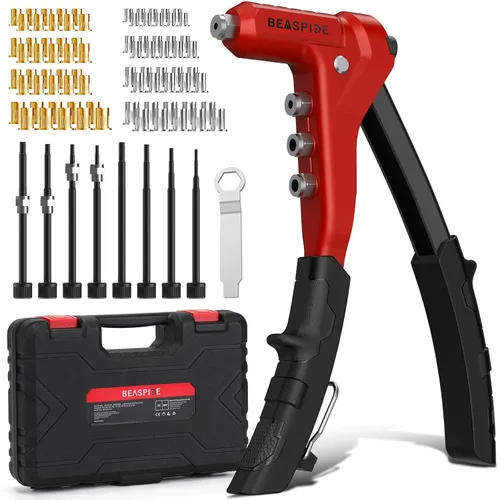 Beaspire Kit de herramientas de tuerca de remache, kit de herramientas de remache de 9.5 pulgadas con 8 mandriles, kit de herramientas Nutsert con