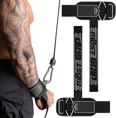Drip Glue Non-Slip Wrist Straps for Weightlifting, 2-in-1 Lifting Straps with D Rings for Cable Machine Workout, 10mm Neoprene Padded Wrist Wraps