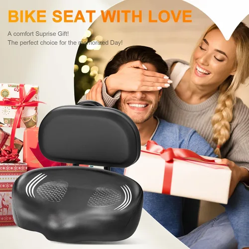 Vista 6 de Asiento de bicicleta ancho sin nariz para mujeres y hombres, asiento de bicicleta acolchado cómodo para trasero grande, sillín de ajuste múltiple