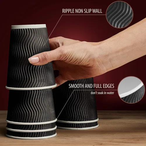 Vista 5 de Primens Tazas de café desechables aisladas con tapas y pajitas de 12 onzas, 100 paquetes, vasos de papel para bebidas calientes, bebidas