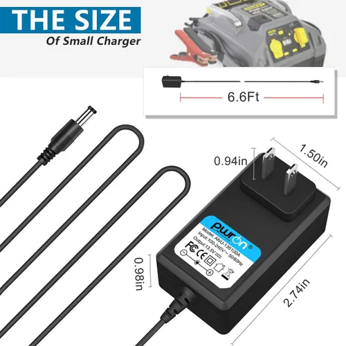 Vista 5 de PwrON 6.6 pies 13.5 VDC 1 A AC adaptador compatible con Stanley J5C09 J312 J45TK Jump Starter, Stanley FATMAX 700 Peak 350 AMP J7CSR J7CS Jump