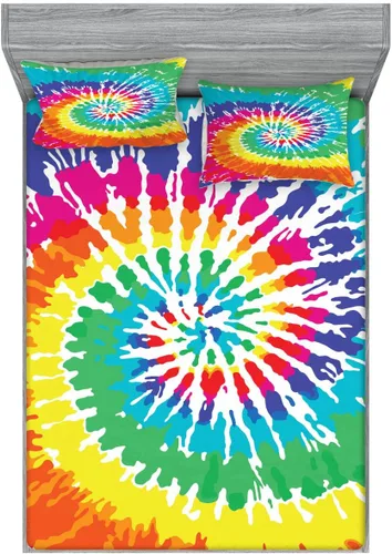 Vista 161 de Ambesonne - Juego de sábanas bajeras y fundas de almohada, diseño primaveral de acuarelas con jardín de hierbas y flores, juego de 4 piezas