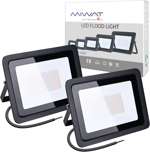 Vista 8 de MIHEAL Paquete de 2 luces LED de 110 V de 50 W, blanco cálido 3000 K, IP67 impermeable, luces de seguridad superbrillantes, reflector al aire libre