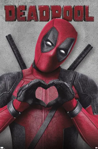 Vista 9 de Marvel Deadpool Legacy - Póster de pared de corazón, 22.4 pulgadas de largo x 14.7 pulgadas de ancho, versión enmarcada de madera de granero