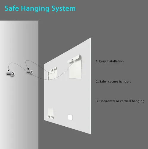 Vista 7 de Espejo de baño rectangular con borde biselado sin marco, de 24 x 32 pulgadas, espejo rectangular biselado, espejo de pared a prueba de explosiones e