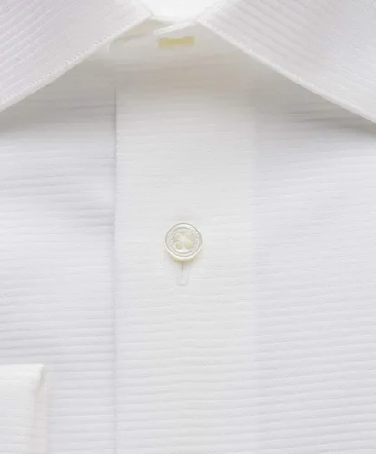 Vista 3 de David Donahue Camisa formal de ajuste regular con canalé horizontal Blanco