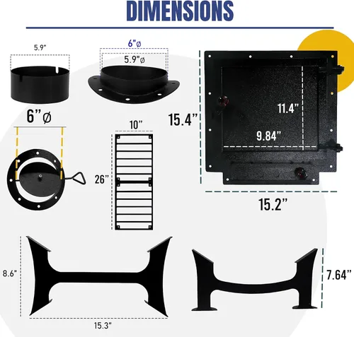 Vista 3 de Kit de estufa de leña de barril con kit adaptador y rejilla de barril de quemado, perfecto para barril de 30 a 55 galones, kits de estufa de barril