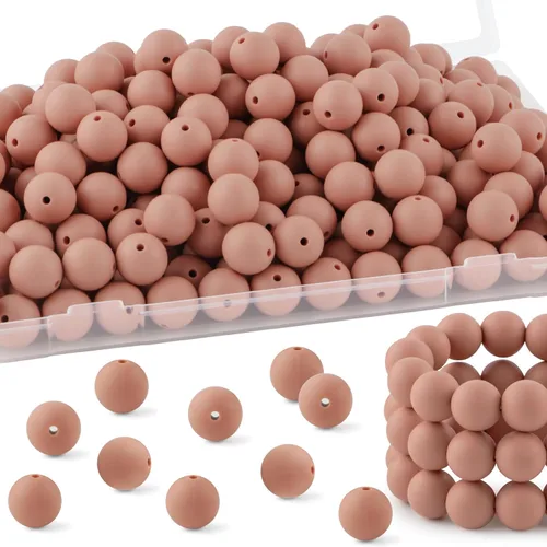 Vista 75 de 160Pcs 12mm de abalorios de silicona para hacer llaveros, pulseras, collares, abalorios redondos de silicona a granel para bolígrafos (negro)