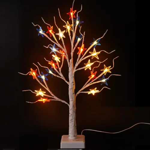 Vista 31 de Lámpara de árbol de Pascua iluminada, decoración de Pascua para mesa, mini árbol de abedul artificial, decoración de bonsái para dormitorio, mesita