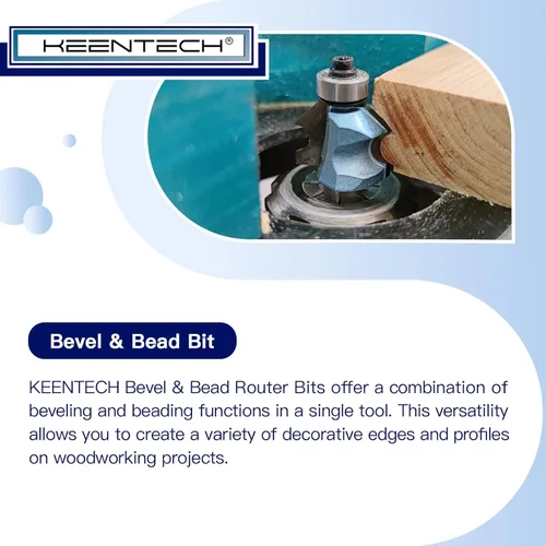 Vista 2 de KEENTECH Brocas de enrutador, punta de carburo biselado y broca de enrutador de cuentas para conformación de bordes, herramientas de corte de grado