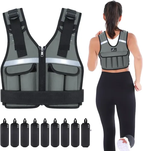 Vista 14 de Sportneer Chaleco con Peso Ajustable Pesos: 2-18 lbs/2-40 lbs Chaleco de Peso Lavable para Caminar 16 en 1 Chaleco de Ajuste Rápido para Rucking