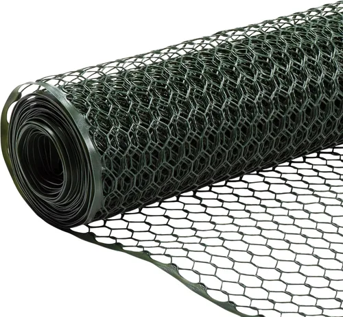 Vista 10 de Boen Malla hexagonal de plástico para aves de corral, barrera temporal de alambre de pollo para patio (2 x 25 pies, negro)