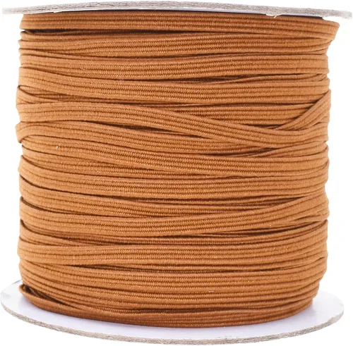 Vista 93 de Mandala Crafts Rollo de bandas elásticas beige de 0.472 in y 20 yardas para costura, 1/2 cordón elástico plano, correas elásticas trenzadas de 1 2