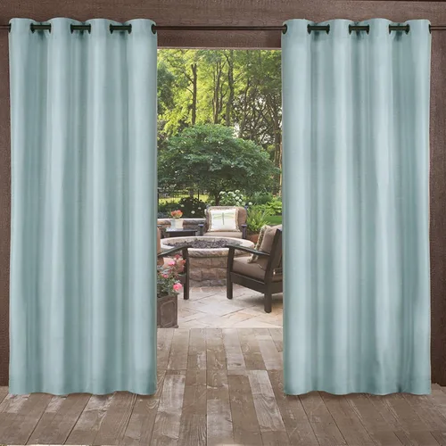 Vista 13 de Exclusivas cortinas para el hogar, para interiores y exteriores, con textura de dos tonos y ojales en la parte superior