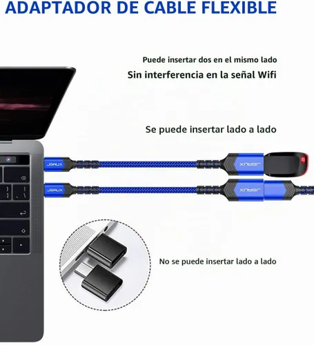 Vista 2 de JSAUX Adaptador USB C a USB 3.0 [2 paquetes], adaptador OTG tipo C - azul