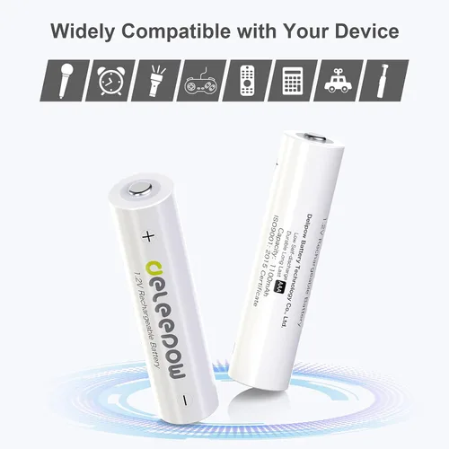 Vista 4 de Deleepow Baterías AAA recargables precargadas de 1100 mAh NiMH Triple A batería de 1.2 V baja autodescarga, paquete de 16