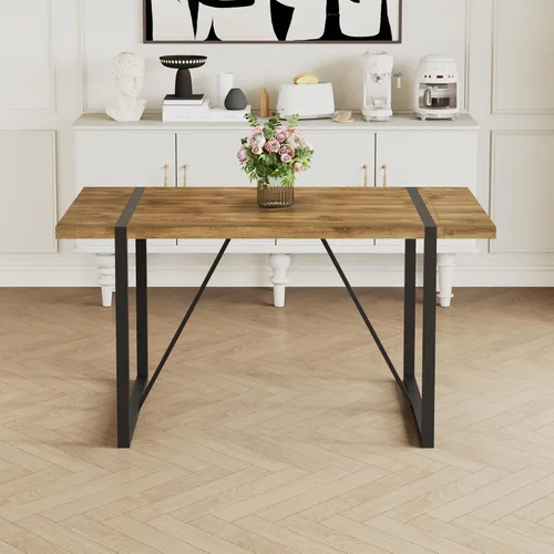 Vista 5 de Mesa de Comedor para 4-6, Mesa de Cocina de 55'', Mesas de Cocina y Comedor, Mesa de Comedor de Madera MDF con Patas de Metal para Sala de Estar