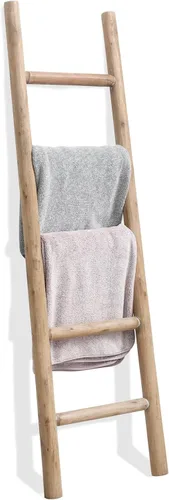 Vista 9 de FUIN Escalera de Manta de Madera de 57 Pulgadas para Sala de Estar Decorativa de Pared Inclinada Estilo Granja Soporte de Exhibición de Colcha Negro