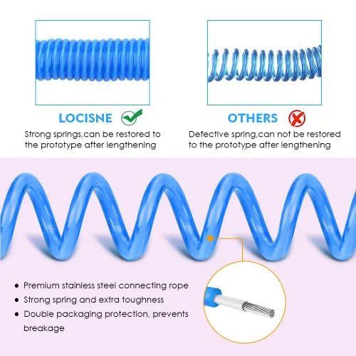 Vista 3 de Eslabón de muñeca antipérdida 2 unidades, arnés de seguridad para niños pequeños para actividades al aire libre, 5.9 pies (azul + naranja)