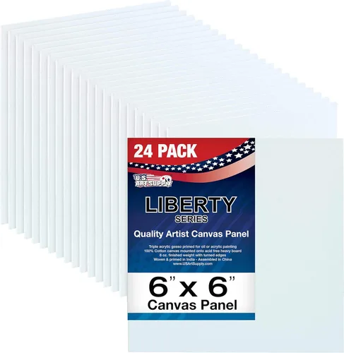 Vista 12 de US Art Supply - Tableros de lona de 4.0 x 4.0 pulgadas, libre de ácidos, 12 unidades (1 caja completa de 12 paneles de lona individuales)