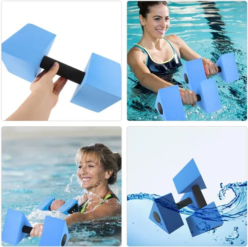 Vista 2 de Sosoport Mancuernas triangulares para ejercicio acuático, 2 unidades, de espuma, para piscina de agua, pesas de fitness, barras de mano