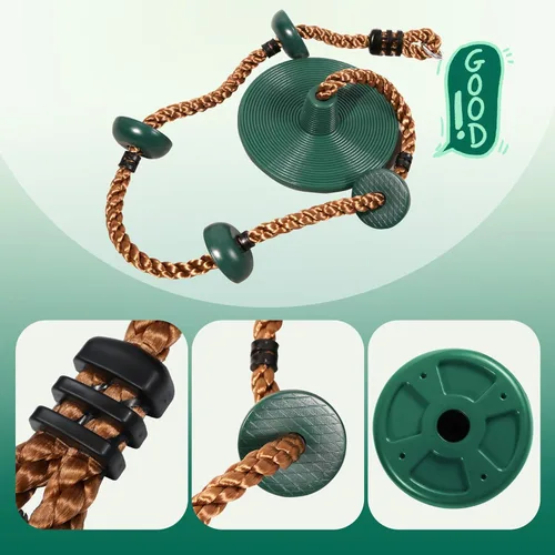 Vista 3 de REDCAMP Columpios de cuerda de escalada para árboles, asiento de columpio de disco de plástico resistente para niños y adultos con correa