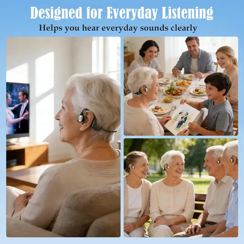 Vista 8 de Aurimi Bone Conduction Hearing Amplifier - Open Ear Comfortable Sound Enhancement Device for Seniors, Lightweight 25g Wearable with 10H Battery