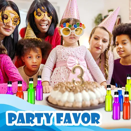 Vista 5 de Paquete de 50 mini botellas de licor de 2 onzas con tapa negra, botella de plástico hermética con 10 embudos, botellas de alcohol de plástico