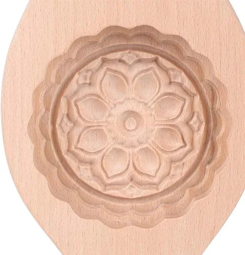 Vista 7 de TOPINCN Patrón de flores de madera DIY pastel de luna muffin galleta chocolate pequeña pastelería herramienta para hornear (#06)