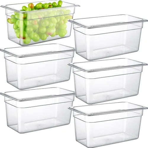 Vista 33 de CURTA Paquete de 6 sartenes NSF para alimentos, tamaño completo de 4 pulgadas de profundidad, policarbonato comercial de plástico transparente apto
