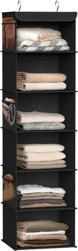 Vista 10 de Simple Houseware Organizador de armario colgante de 5 estantes, color negro
