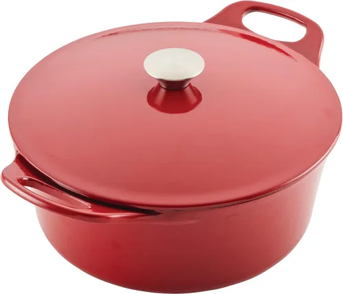Vista 6 de Rachael Ray Horno holandés 3 en 1 de hierro fundido esmaltado con sartén/salteado, 4 cuartos de galón, gris