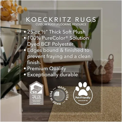 Vista 8 de KOECKRITZ Soft & Cozy Indoor Area Rug – Custom Size Carpet Cut to Order, Made to Measure Rug with Bound Edges, Choose Exact Dimensions for Living