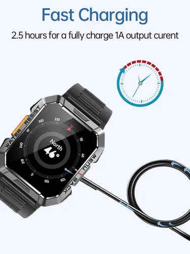 Vista 6 de Paquete de 2 cables de carga para relojes inteligentes IOWODO W60 para hombres y mujeres, cable de carga USB magnético compatible con cargador
