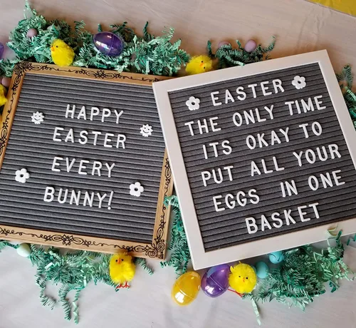 Vista 7 de Woodburned Art Felt Letter Board Set with Stand, 340 White Letters, Bag and COA - Limited Edition Fleuri Design - Dark Gray Felted Board in a 10x10