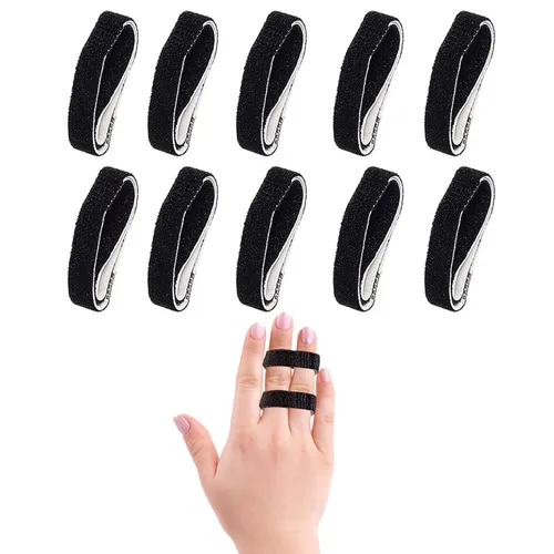Vista 7 de Yxmeiguo Paquete de 10 cintas adhesivas para dedos, férulas antideslizantes para dedos rotos, con velcro acolchado, lavable y reutilizable